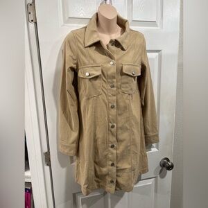 Sugarkiss. Tan Corduroy Button-Up Jacket. Size M